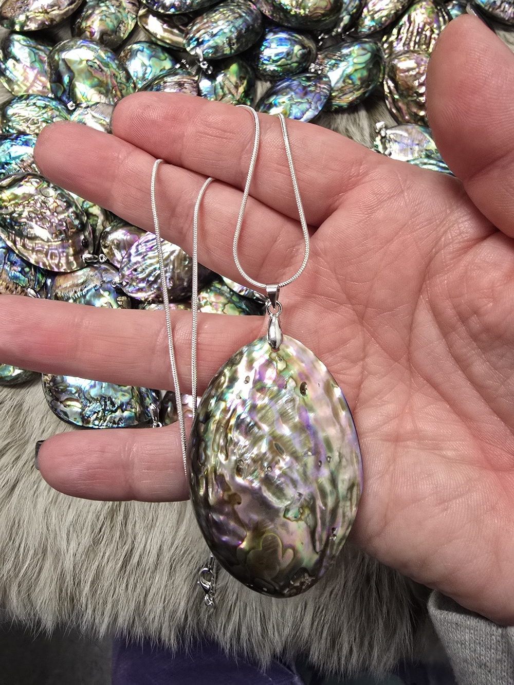 Abalone Shell Pendant Necklace - Random Pick With Chain